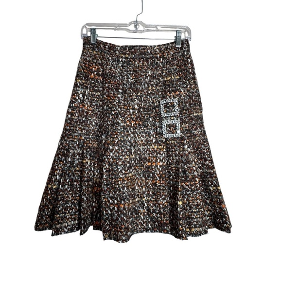 Dolce & Gabbana Dresses & Skirts - DOLCE & GABBANA Skirt Brown High Waist Tweed Crystal Buckles Wool 40 US 4 E18